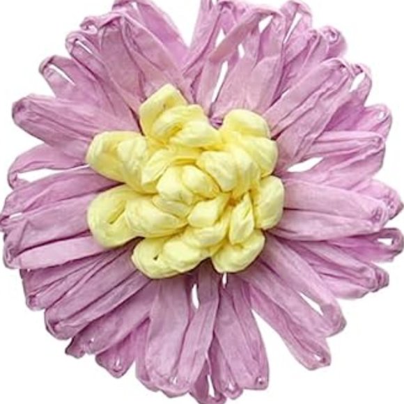 Lavender Raffia Flowers Wire Statement Earrings Big Wicker Vacation Flowers New - Picture 2 of 3